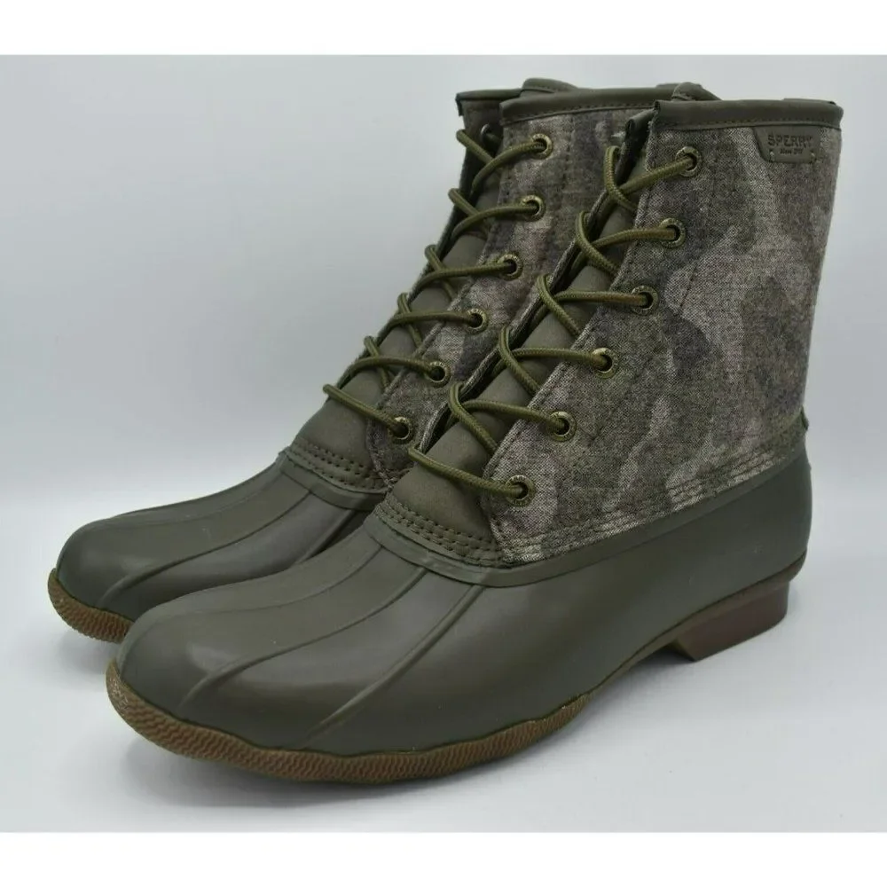 Sperry Mens Size 11.5 Water Resistant Saltwater Camo Duck Boots NO‎ ORIG BOX